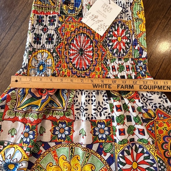 NWT Spighe Di Lino Italy linen blend multi colour patterned dress size small - Picture 13 of 16